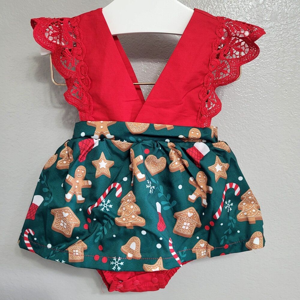 Christmas Romper Dress Sleeveless Bodysuit Jumpsuit Size 0-3M